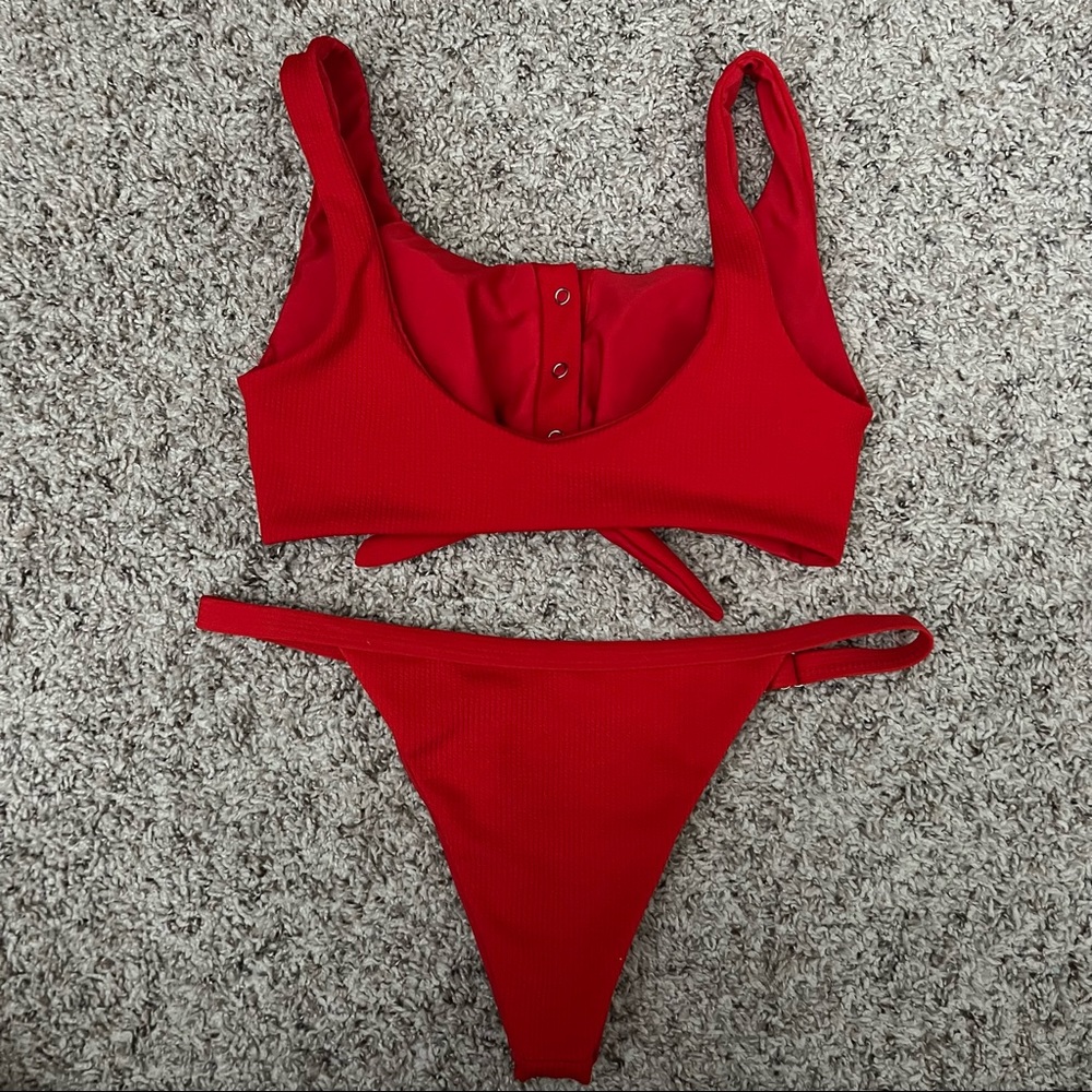 Knot Front Ribbed Bikini - Picture 6 of 7